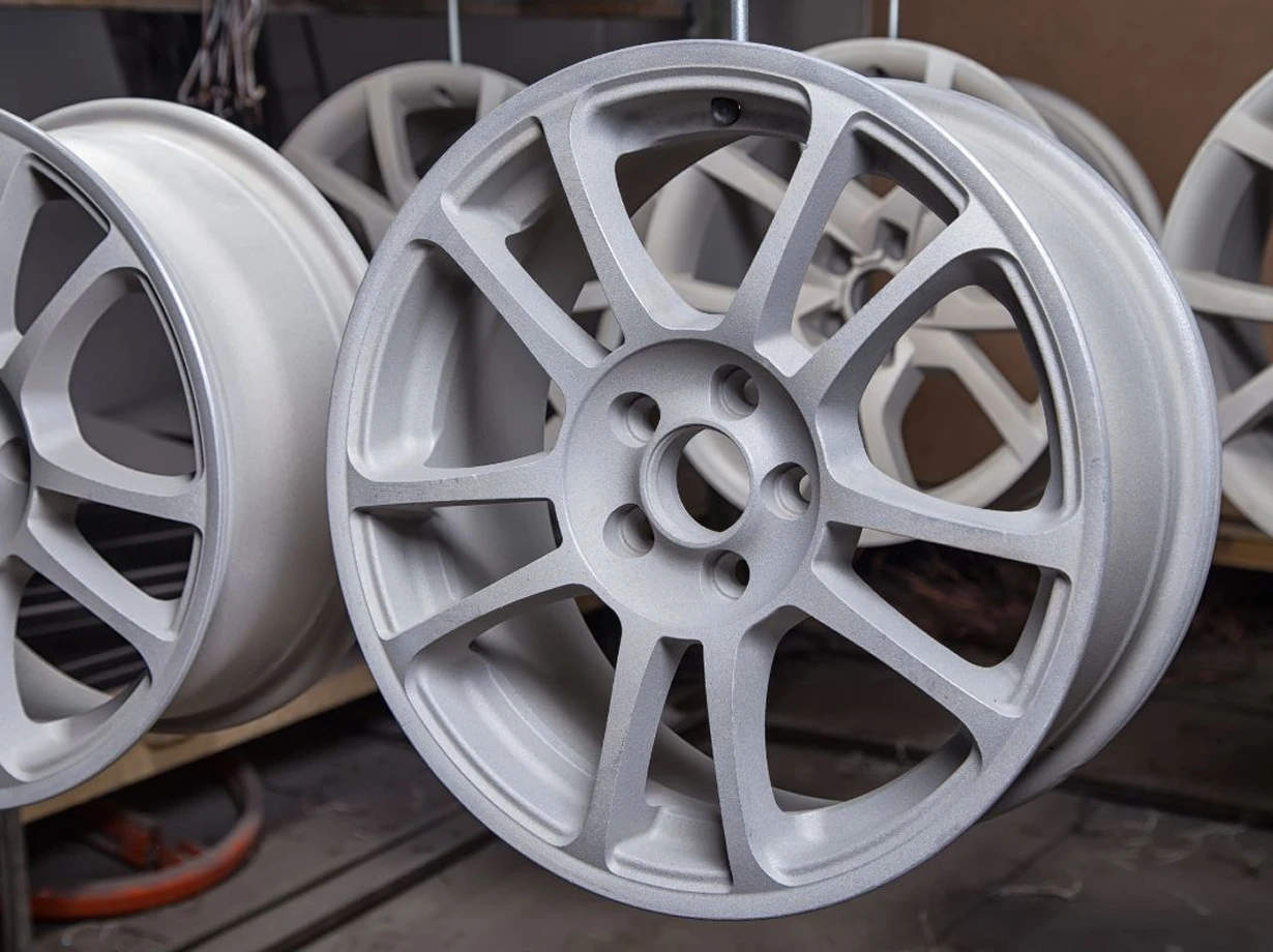 Powder coated aluminum part
